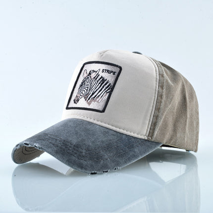 AliExpress Explosions Washed Cotton European and American Vintage Pure Cotton Embroidered Animal Baseball Cap Cap Trucker Cap