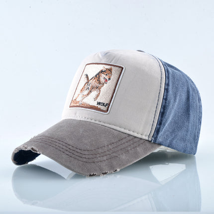 AliExpress Explosions Washed Cotton European and American Vintage Pure Cotton Embroidered Animal Baseball Cap Cap Trucker Cap