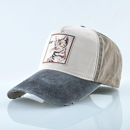 AliExpress Explosions Washed Cotton European and American Vintage Pure Cotton Embroidered Animal Baseball Cap Cap Trucker Cap