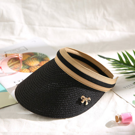 Empty Top Straw Hat to Cover Face, Korean Style Trendy Sun Protection Sun Hat, Versatile Beach Sun Hat, Fashionable Hat for Women, Summer Wholesale