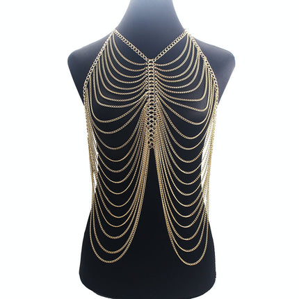 European and American Cross-Border New Exaggerated Women's Tassel Body Chain Bikini Necklace Prom Clothing Accessories Necklace
