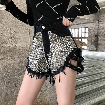 2025 New High Waist Denim Shorts Women's Tight Hip Cover Easiest for Match Sexy Shorts Personalized Korean Style Outer Shorts