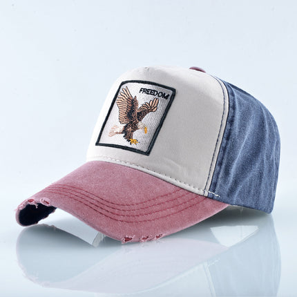 AliExpress Explosions Washed Cotton European and American Vintage Pure Cotton Embroidered Animal Baseball Cap Cap Trucker Cap