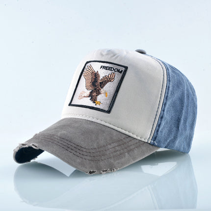 AliExpress Explosions Washed Cotton European and American Vintage Pure Cotton Embroidered Animal Baseball Cap Cap Trucker Cap