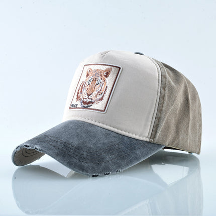 AliExpress Explosions Washed Cotton European and American Vintage Pure Cotton Embroidered Animal Baseball Cap Cap Trucker Cap