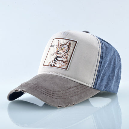 AliExpress Explosions Washed Cotton European and American Vintage Pure Cotton Embroidered Animal Baseball Cap Cap Trucker Cap