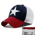 Cap rear rubber buckle adjustment-Red dark blue white net / Adjustable to fit head circumference 56-60cm