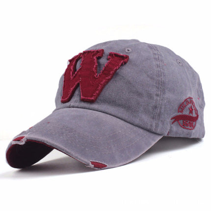 Foreign trade cowboy cap Korean W letters men and women baseball cap washed old sun hat face sun hat