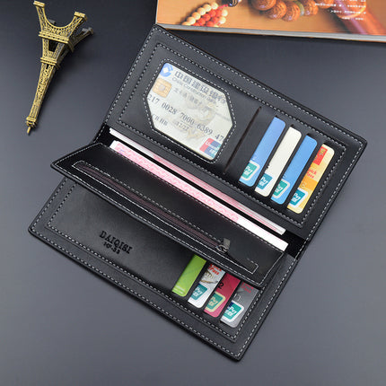 New Men's Wallet Men's Long Wallet Men's Multi-Card Large Capacity Fashionable Stitching Thin Soft Wallet Suit Bag