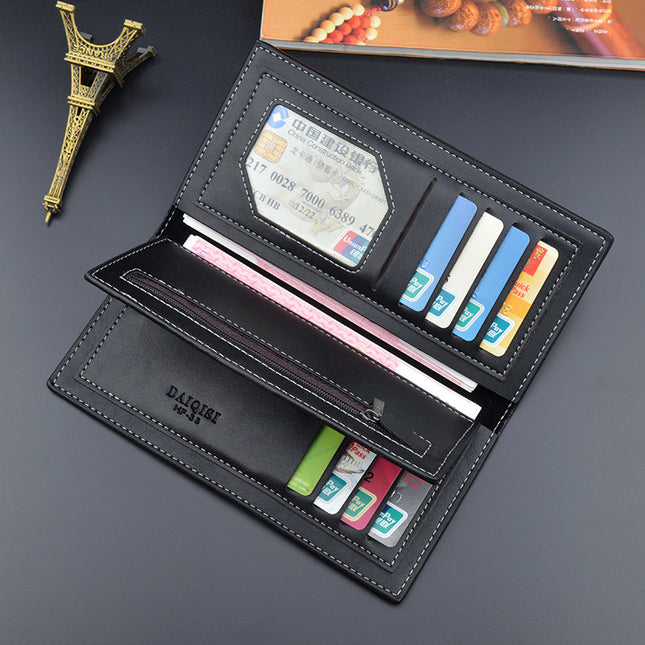 New Men's Wallet Men's Long Wallet Men's Multi-Card Large Capacity Fashionable Stitching Thin Soft Wallet Suit Bag