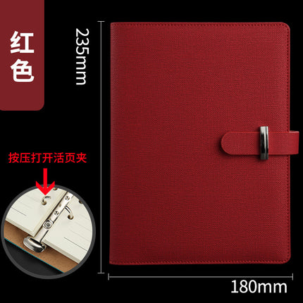 A5 Creative Loose-Leaf Notebook Custom-Made with Card Slot Textured Leather Notepad Business Loose-Leaf Notebook Custom Logo