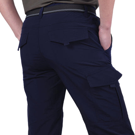 Men's Outdoor Quick-Dry Pants, Summer Thin Multi-Pocket Cargo Pants, Men's Long Pants, Sports Casual Pants, Loose Large Size Military Pants