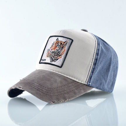 AliExpress Explosions Washed Cotton European and American Vintage Pure Cotton Embroidered Animal Baseball Cap Cap Trucker Cap