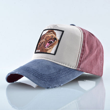 AliExpress Explosions Washed Cotton European and American Vintage Pure Cotton Embroidered Animal Baseball Cap Cap Trucker Cap