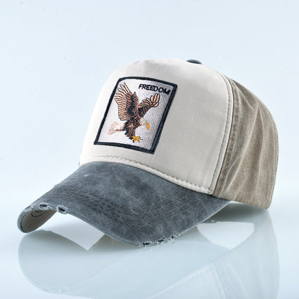 AliExpress Explosions Washed Cotton European and American Vintage Pure Cotton Embroidered Animal Baseball Cap Cap Trucker Cap