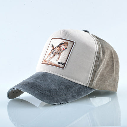 AliExpress Explosions Washed Cotton European and American Vintage Pure Cotton Embroidered Animal Baseball Cap Cap Trucker Cap