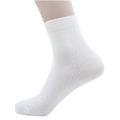 Four Seasons Small Square Bamboo Fiber Mid-Calf Socks Men's Deodorant Socks Casual Mesh Socks Bamboo Fiber Socks Men