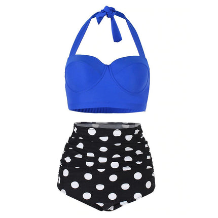 2019 European and American hard bag gathered slim fit slimming BIKINI high waist women's sexy BIKINI split swimsuit