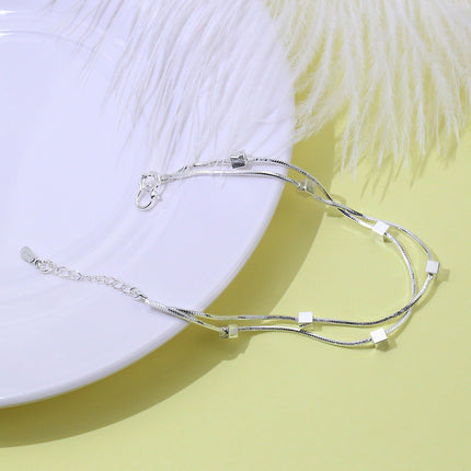 Bracelet Female Student Korean Style Temperament Simple Double Layer Brushed Square Bracelet Girlfriend Bracelet Mori Style Retro Bracelet