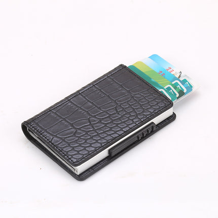 Leather Card Holder Aluminum Alloy Anti-Theft Side Push Credit Card Box Fashion Creative Stylish Men's Magnetic Card Holder Card Holder