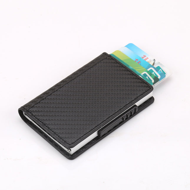 Leather Card Holder Aluminum Alloy Anti-Theft Side Push Credit Card Box Fashion Creative Stylish Men's Magnetic Card Holder Card Holder