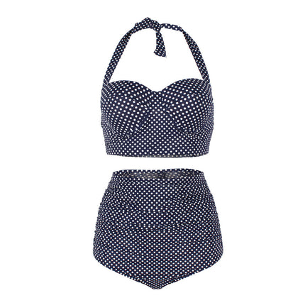 2019 European and American hard bag gathered slim fit slimming BIKINI high waist women's sexy BIKINI split swimsuit