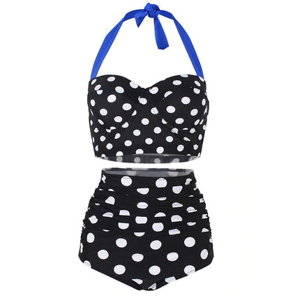 2019 European and American hard bag gathered slim fit slimming BIKINI high waist women's sexy BIKINI split swimsuit