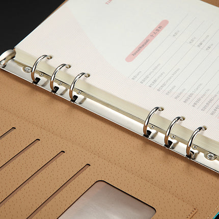 A5 Creative Loose-Leaf Notebook Custom-Made with Card Slot Textured Leather Notepad Business Loose-Leaf Notebook Custom Logo