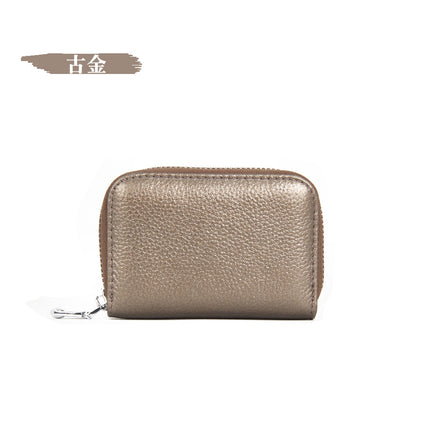 Foreign Trade Top Layer Cowhide Organ Genuine Leather Card Bag Multi-Card Bits Large Capacity RFID Anti-degaussing Men's Certificate Card Cover Women