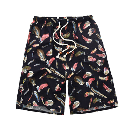 Summer new cotton and linen printed five-point men's beach pants casual sports loose plus size shorts men's thin fashion