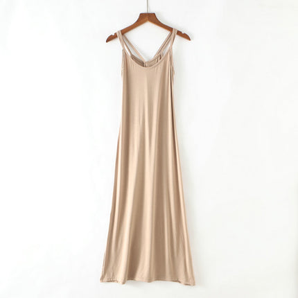 Summer New Style Mesh Blouse Long Dress Two-Piece Set Strap Beautiful Back Striped Modal Slim Look Beach Dress