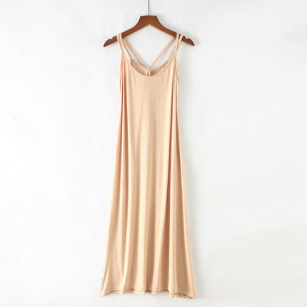 Summer New Style Mesh Blouse Long Dress Two-Piece Set Strap Beautiful Back Striped Modal Slim Look Beach Dress