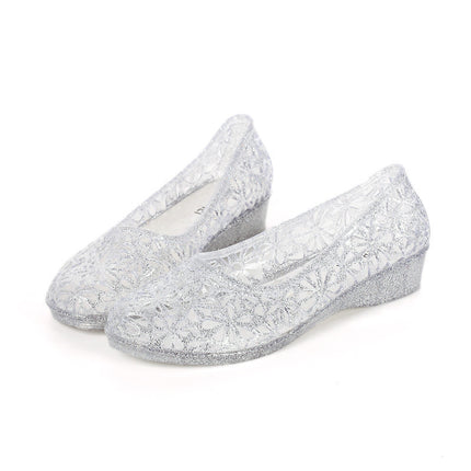 Summer New Non-Slip Sandals for Women Crystal Jelly Plastic Flats Bottom Hole Hollow Bird's Nest Deodorant Waterproof Beach Shoes