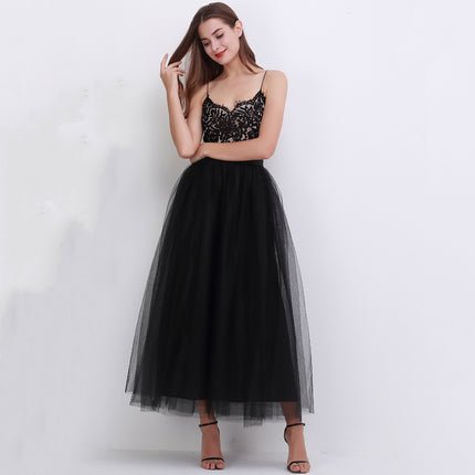 Amazon Explosions Women's European and American 4-Layer Mesh Puffy Skirt tulle skirtebay Explosions Floor Skirt