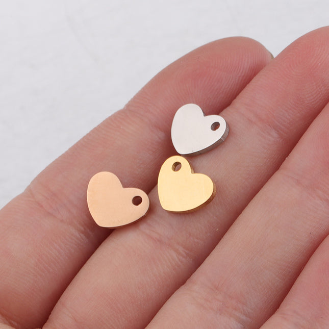 Cross-border hot 7.5*10mm heart love pendant jewelry accessories mirror stainless steel DIY tag piece pendant
