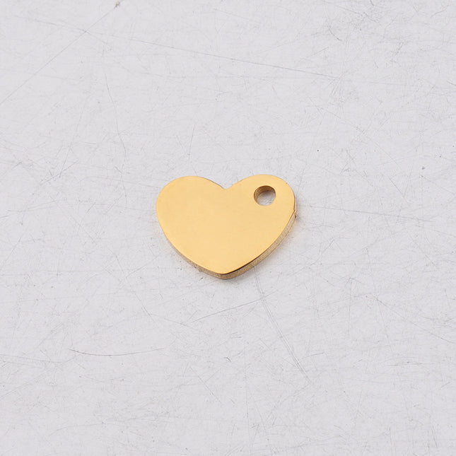 Cross-border hot 7.5*10mm heart love pendant jewelry accessories mirror stainless steel DIY tag piece pendant