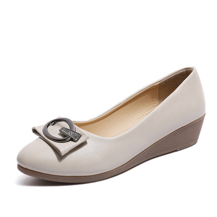 2024 Pointed Toe Shallow Mouth Flats for Women K-Style 2018 Elegant Metal Buckle Decorated Flats Heel Flats Women's Shoes Ol