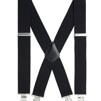 Men's Black Elastic Cross Strap Suspenders with 50mm Width, 5cm Wide Elastic Suspenders, X-Shaped Strong Elastic Suspenders for Foreign Trade
