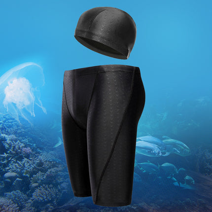 2026 New Men's Swimming Trunks Waterproof Sharkskin Swimming Trunks with Swimming Cap Set Men's Swimming Equipment Swimming Set