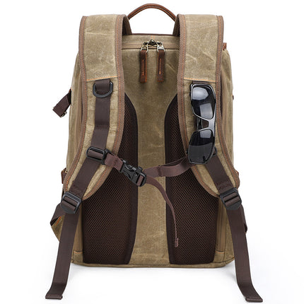 New Photography Bag, Slr Digital Backpack, Waterproof, Large Capacity, Wax-Dyed Canvas Outdoor Camera Bag Storage