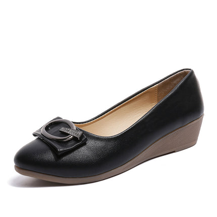 2024 Pointed Toe Shallow Mouth Flats for Women K-Style 2018 Elegant Metal Buckle Decorated Flats Heel Flats Women's Shoes Ol