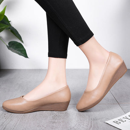 2024 Women's Summer Korean Style Low-Heeled Wedge Shoes Open-Toe Workplace Thick-Soled Sandals Foreign Trade Dropshipping