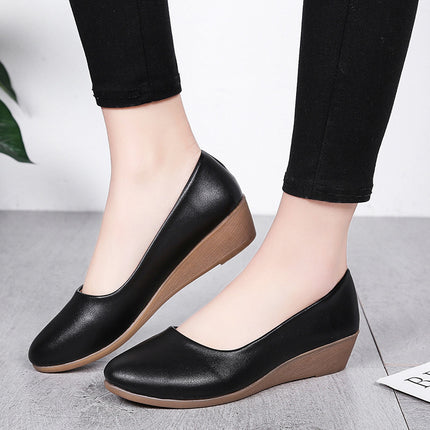 2024 Women's Summer Korean Style Low-Heeled Wedge Shoes Open-Toe Workplace Thick-Soled Sandals Foreign Trade Dropshipping