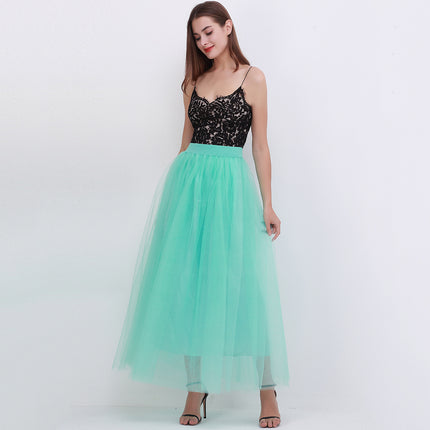 Amazon Explosions Women's European and American 4-Layer Mesh Puffy Skirt tulle skirtebay Explosions Floor Skirt