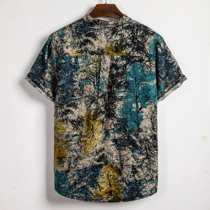 Cross-border 2019 summer foreign trade new floral shirt men's short-sleeved shirt foreign trade explosions short-sleeved shirt TC40
