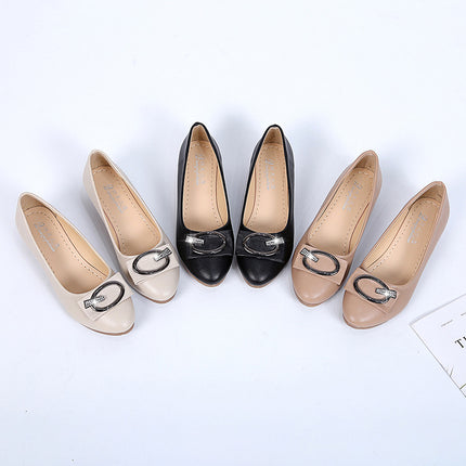2024 Pointed Toe Shallow Mouth Flats for Women K-Style 2018 Elegant Metal Buckle Decorated Flats Heel Flats Women's Shoes Ol