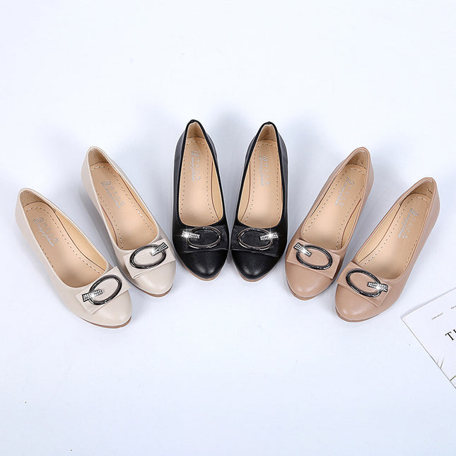 2024 Pointed Toe Shallow Mouth Flats for Women K-Style 2018 Elegant Metal Buckle Decorated Flats Heel Flats Women's Shoes Ol