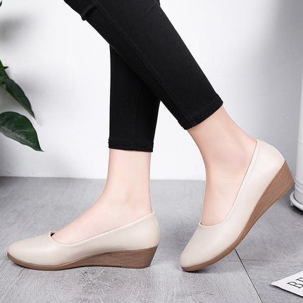2024 Women's Summer Korean Style Low-Heeled Wedge Shoes Open-Toe Workplace Thick-Soled Sandals Foreign Trade Dropshipping
