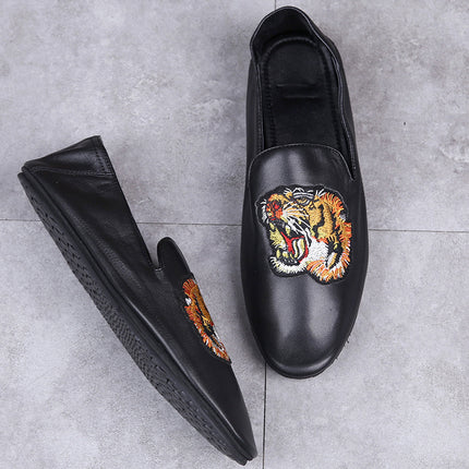 Men's Folding Wallet Shoes Genuine Leather Shoes Loafers British Korean Style Slip-on Portable Travel Shoes
