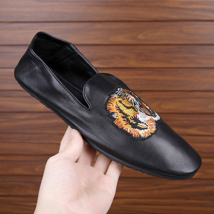 Men's Folding Wallet Shoes Genuine Leather Shoes Loafers British Korean Style Slip-on Portable Travel Shoes